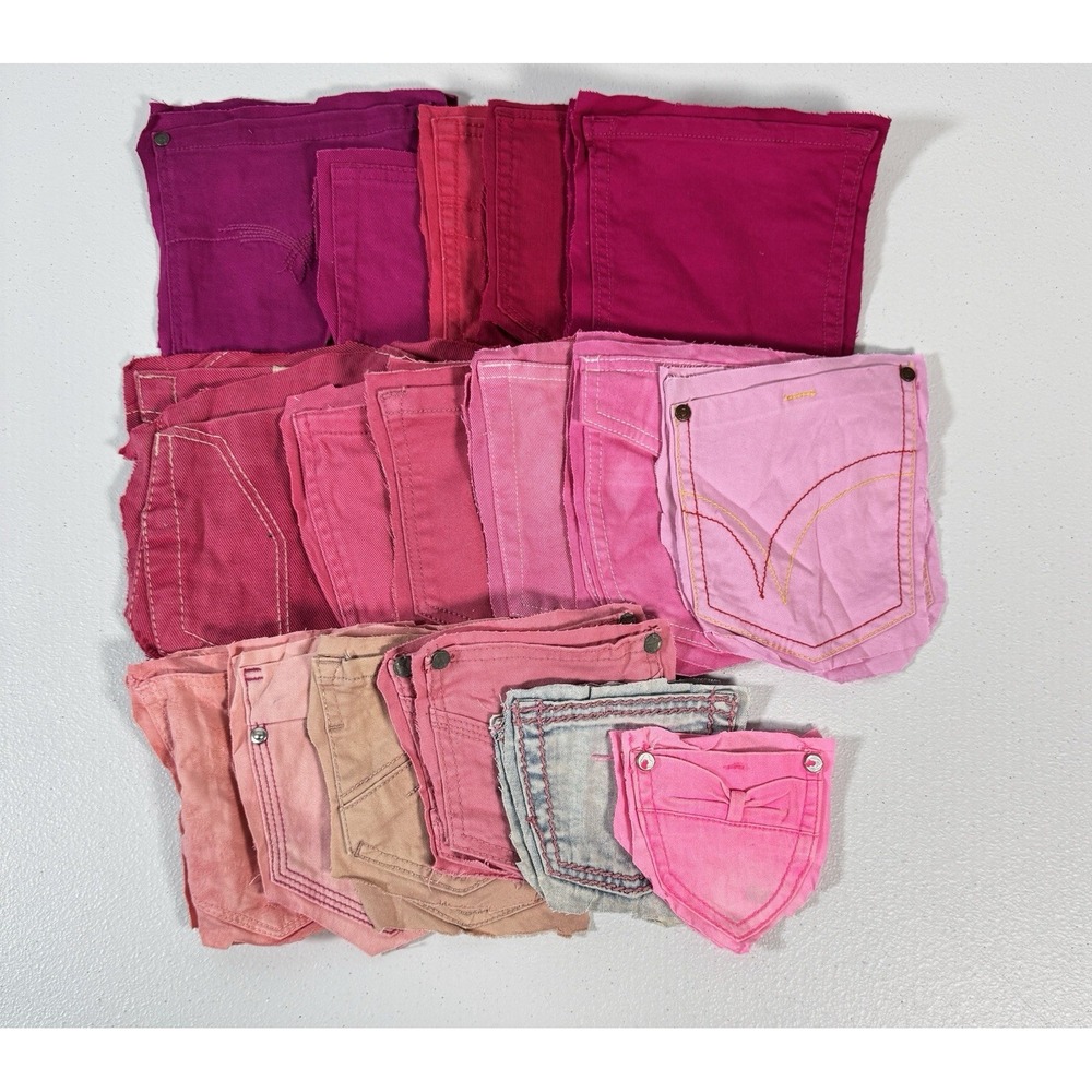 Denim Pockets For Crafts Pink 17 Pairs